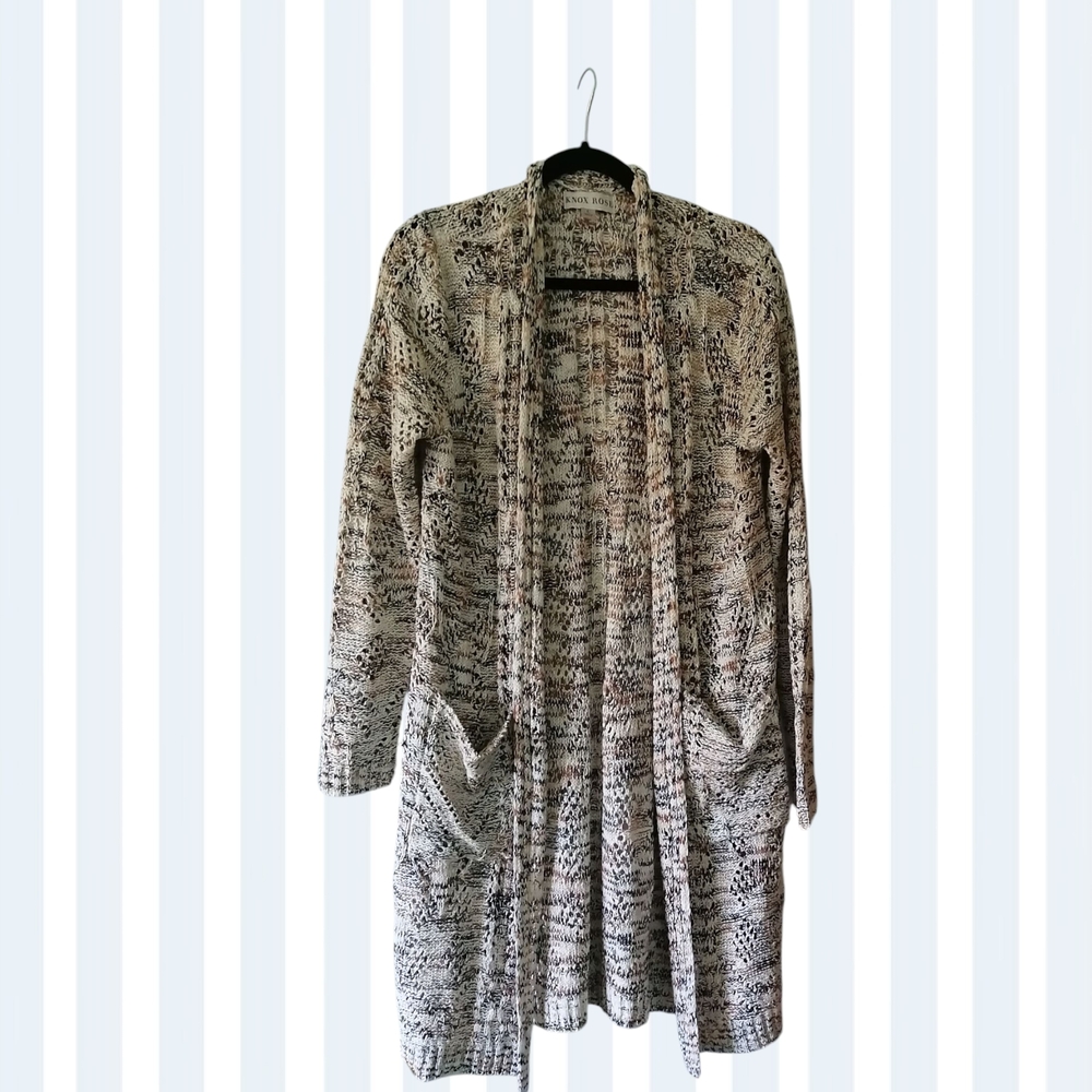 Knox Rose Patterned Cardigan in Cream and Black